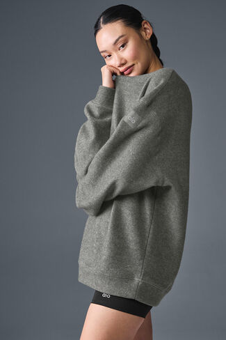 Alo Yoga Triumph Restore Crew Neck Sweatshirt - Grey Triblend in Saudi Arabia
