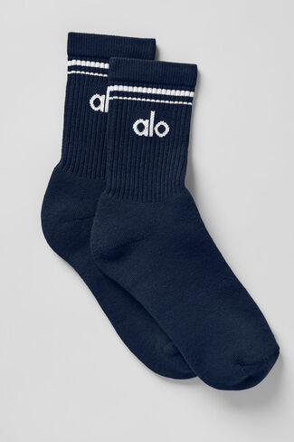 Alo Yoga Unisex Half-Crew Throwback Sock - Navy/White in Saudi Arabia