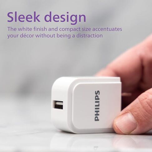 شاحن حائط USB بقوة 32 واط من فيليبس، يتضمن منفذي USB-A (12 واط) ومنفذ USB-C واحد (20 واط)، قابس مدمج قابل للطي، معتمد من USB، أبيض، DLP1032Q/37 in Kuwait