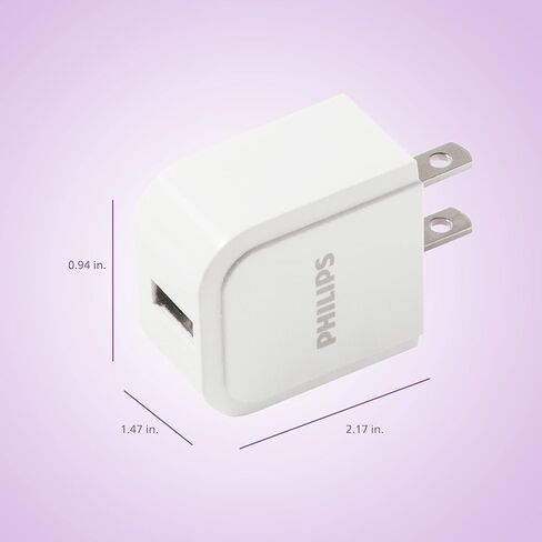 شاحن حائط USB بقوة 32 واط من فيليبس، يتضمن منفذي USB-A (12 واط) ومنفذ USB-C واحد (20 واط)، قابس مدمج قابل للطي، معتمد من USB، أبيض، DLP1032Q/37 in Kuwait