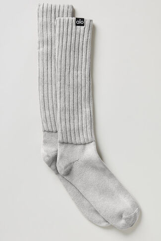 Alo Yoga Unisex Washed Scrunch Sock - Hazy Grey Wash in Saudi Arabia