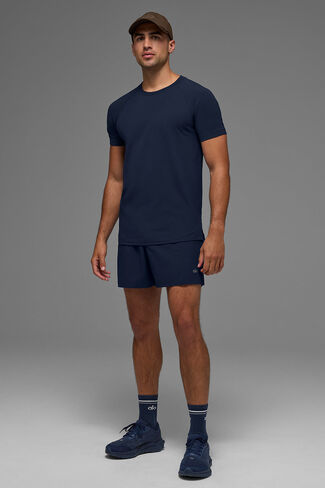 Alo Yoga ALO Vapor Crewneck كم قصير - كحلي in Saudi Arabia