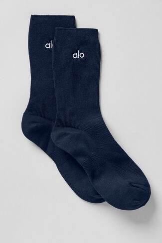 Alo Yoga Unisex Half-Crew Understated Sock - Navy in Saudi Arabia