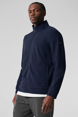 Alo Yoga Conquer Max Mock Neck Full Zip - Navy in Saudi Arabia