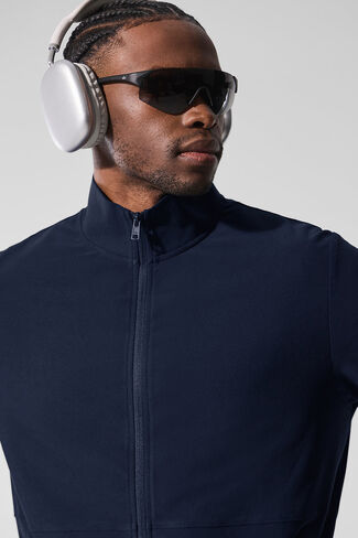 Alo Yoga Conquer Max Mock Neck Full Zip - Navy in Saudi Arabia