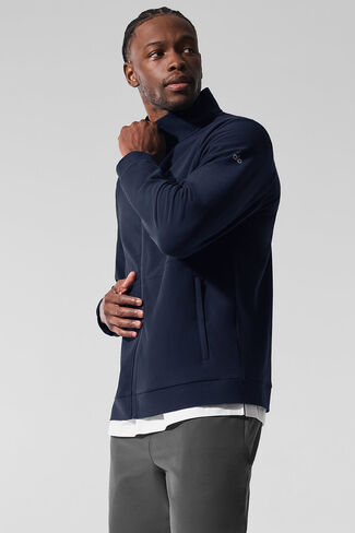 Alo Yoga Conquer Max Mock Neck Full Zip - Navy in Saudi Arabia