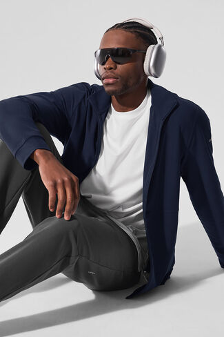 Alo Yoga Conquer Max Mock Neck Full Zip - Navy in Saudi Arabia