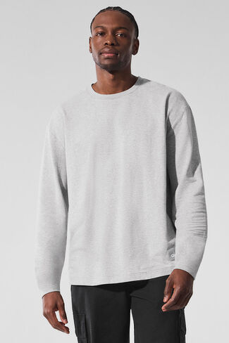 Alo Yoga Double Take Long Sleeve Crew - Athletic Heather Grey in Saudi Arabia