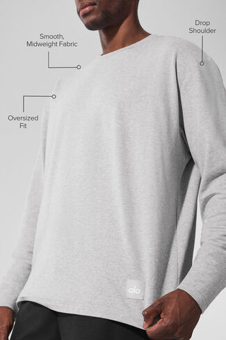 Alo Yoga Double Take Long Sleeve Crew - Athletic Heather Grey in Saudi Arabia