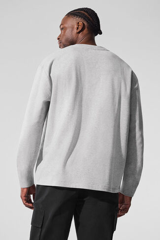 Alo Yoga Double Take Long Sleeve Crew - Athletic Heather Grey in Saudi Arabia