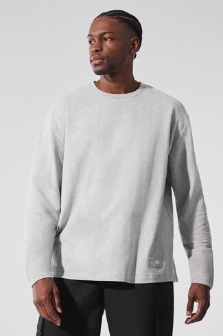 Alo Yoga Double Take Long Sleeve Crew - Athletic Heather Grey in Saudi Arabia