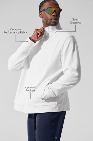 Alo Yoga Conquer Max Mock Neck Full Zip - White in Saudi Arabia