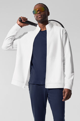 Alo Yoga Conquer Max Mock Neck Full Zip - White in Saudi Arabia