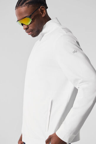 Alo Yoga Conquer Max Mock Neck Full Zip - White in Saudi Arabia