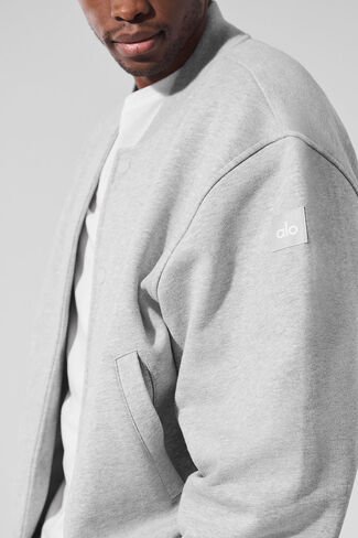 Alo Yoga Renown Varsity Jacket - Athletic Heather Grey in Saudi Arabia