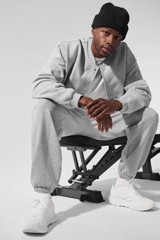 Alo Yoga Renown Varsity Jacket - Athletic Heather Grey in Saudi Arabia