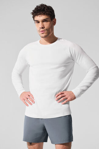 Alo Yoga ALO Vapor Crewneck Long Sleeve - White in Saudi Arabia