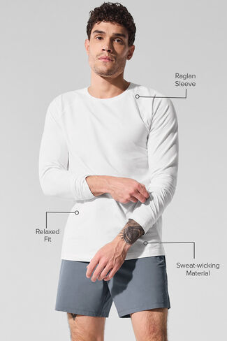 Alo Yoga ALO Vapor Crewneck Long Sleeve - White in Saudi Arabia