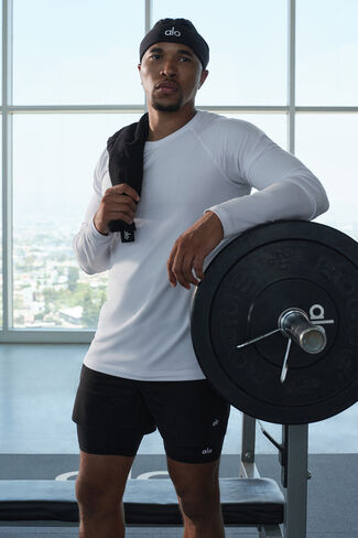 Alo Yoga ALO Vapor Crewneck Long Sleeve - White in Saudi Arabia