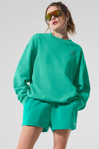 Alo Yoga Accolade Crew Neck Pullover - Spruce Green in Saudi Arabia