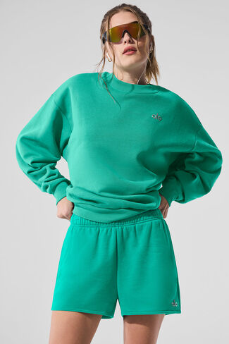 Alo Yoga Accolade Crew Neck Pullover - Spruce Green in Saudi Arabia