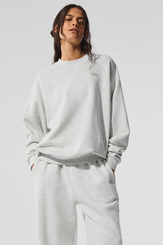 Alo Yoga Accolade Crew Neck Pullover - White Heather in Saudi Arabia