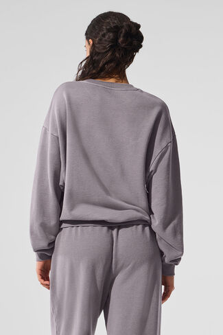 Alo Yoga Washed Accolade Crew Neck Pullover - Cool Grey Wash in Saudi Arabia