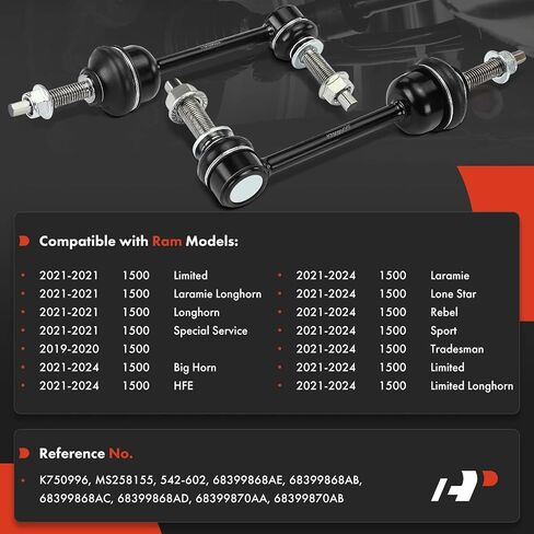 A-Premium 2 x Front Sway Bar Links Stabilizer Bar Links, Compatible with Ram 1500 2019 2020 2021 2022 2023 2024, with 12 mm Sway Bar Stud in Saudi Arabia