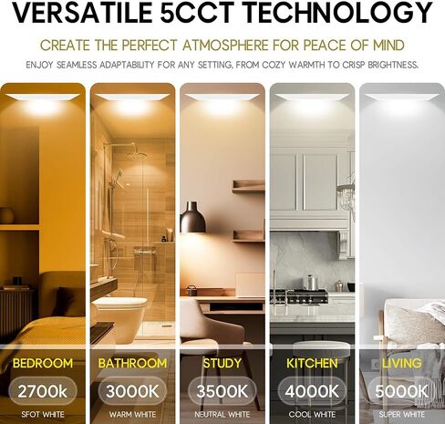 وحدة إضاءة سبوت مستديرة نحيفة مقاس 4 بوصات، تشطيب أبيض، تركيبات إضاءة LED غائرة، 15 وات = 150 وات قابلة للتعتيم، 120-277 فولت، CRI 90+، 1350 لومن، تصنيف IC، 5CCT 2700K|3000K|3500K|4100K|5000K in Kuwait