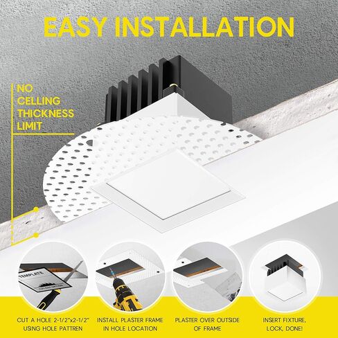 وحدة إضاءة سبوت مستديرة نحيفة مقاس 4 بوصات، تشطيب أبيض، تركيبات إضاءة LED غائرة، 15 وات = 150 وات قابلة للتعتيم، 120-277 فولت، CRI 90+، 1350 لومن، تصنيف IC، 5CCT 2700K|3000K|3500K|4100K|5000K in Kuwait