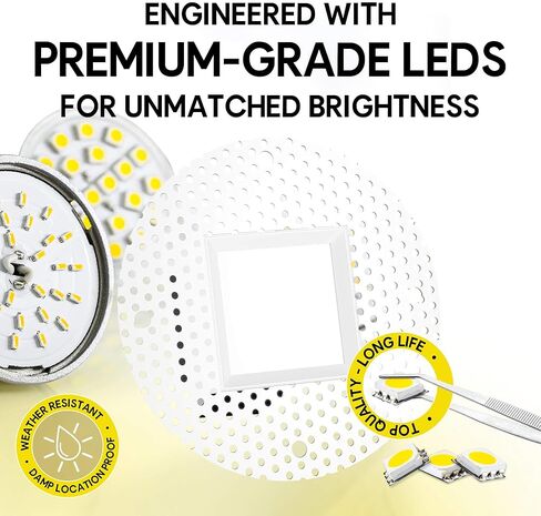 وحدة إضاءة سبوت مستديرة نحيفة مقاس 4 بوصات، تشطيب أبيض، تركيبات إضاءة LED غائرة، 15 وات = 150 وات قابلة للتعتيم، 120-277 فولت، CRI 90+، 1350 لومن، تصنيف IC، 5CCT 2700K|3000K|3500K|4100K|5000K in Kuwait