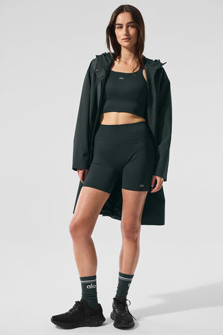 Alo Yoga Rain Or Shine Long Coat - Charcoal Green in Saudi Arabia
