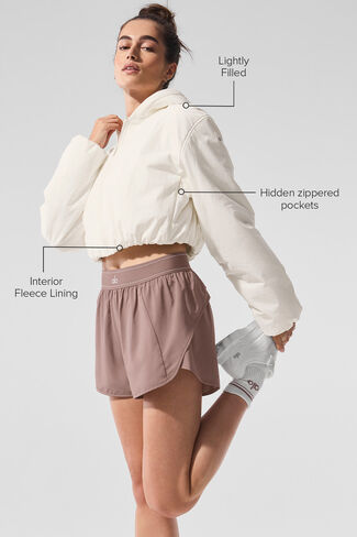 Alo Yoga Cropped Mountain Peak Full-Zip Hoodie - Ivory in Saudi Arabia