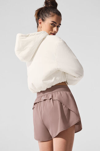Alo Yoga Cropped Mountain Peak Full-Zip Hoodie - Ivory in Saudi Arabia