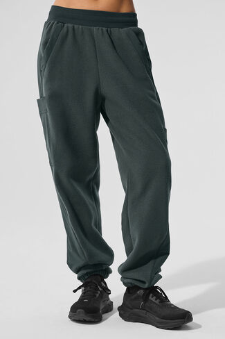 Alo Yoga Polar Fleece Wintry Mix Pant - Charcoal Green in Saudi Arabia