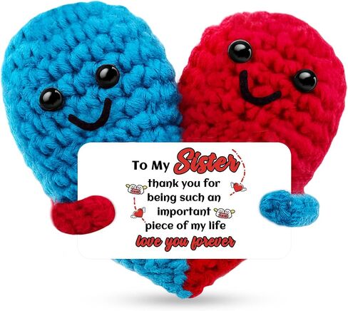 Sister Birthday Gifts Sister Heart Gift from Sisters Bestie Mini Positive Handmade Heart Crochet Emotional Inspirational Support Gifts for Women Christmas Valentine in Saudi Arabia