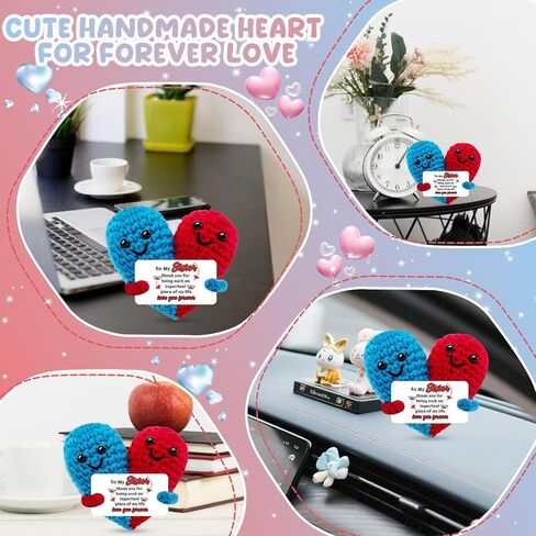 Sister Birthday Gifts Sister Heart Gift from Sisters Bestie Mini Positive Handmade Heart Crochet Emotional Inspirational Support Gifts for Women Christmas Valentine in Saudi Arabia