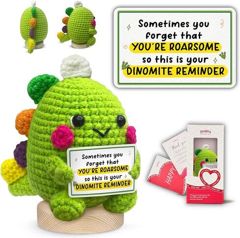 Gossby Handmade Positive Dinosaur Crochet - I Love You This Much - Gift for Husband, Boyfriend - Romantic Anniversary, Valentines, Xmas, Birthday Gift for Him from Wife, Girlfriend - Knitted Decor in Kuwait