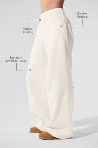 Alo Yoga Serenity Wide Leg Sweatpant - Ivory in Saudi Arabia