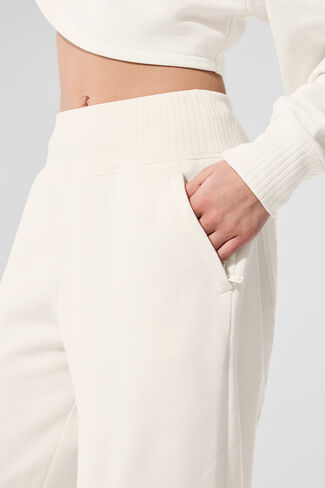 Alo Yoga Serenity Wide Leg Sweatpant - Ivory in Saudi Arabia