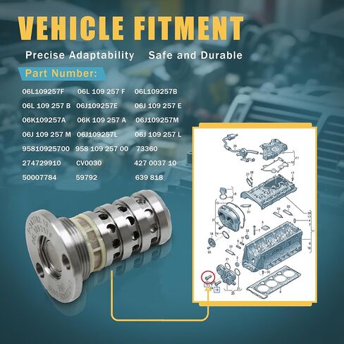 06L109257D صمام التحكم في عمود الحدبات للمحرك VVT M20 / صمام التحكم في الزيت 06J109257L متوافق مع مقعد VW Golf Jetta Passat Beetle Golf Variant Passat Polo Touran Tiguan Audi Skoda in Kuwait