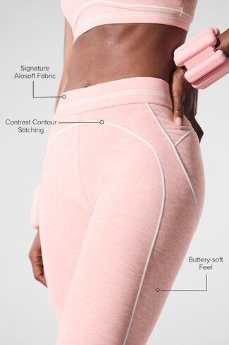 Alo Yoga Alosoft High-Waist Heart Throb Legging - Pink Quartz Heather/White in Saudi Arabia