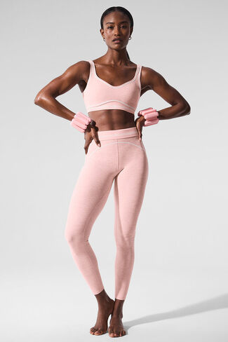 Alo Yoga Alosoft High-Waist Heart Throb Legging - Pink Quartz Heather/White in Saudi Arabia