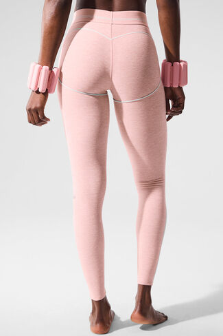 Alo Yoga Alosoft High-Waist Heart Throb Legging - Pink Quartz Heather/White in Saudi Arabia