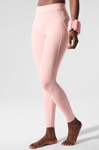 Alo Yoga Alosoft High-Waist Heart Throb Legging - Pink Quartz Heather/White in Saudi Arabia