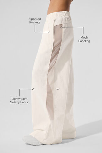 Alo Yoga High-Waist Origin Wide Leg Track Pant - Ivory in Saudi Arabia