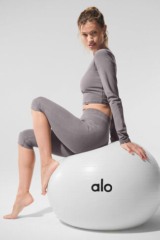 Alo Yoga Washed Alosoft High-Waist Iconic 90's Capri - Cool Grey Wash in Saudi Arabia