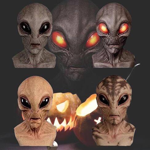 2025 New Alien Masks for Adults, Realistic Alien Mask, Party Skeleton Headsets, Alien Funny Mask, Realistic Latex Full Head Masks for Halloween in Saudi Arabia