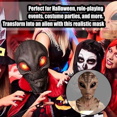 2025 New Alien Masks for Adults, Realistic Alien Mask, Party Skeleton Headsets, Alien Funny Mask, Realistic Latex Full Head Masks for Halloween in Saudi Arabia