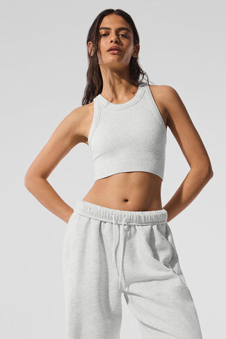 Alo Yoga Seamless Delight High Neck Bra - White Heather in Saudi Arabia